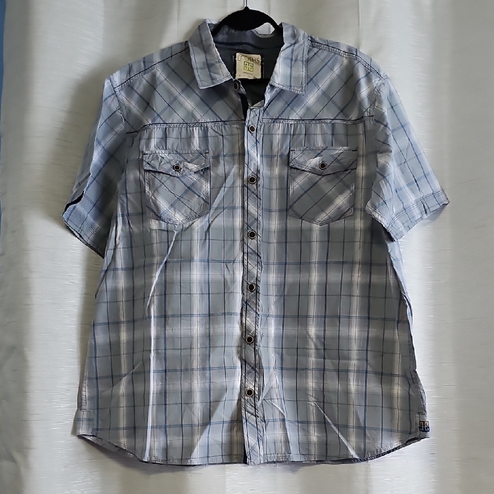 Ecoths Men's Blue Plaid Shirt